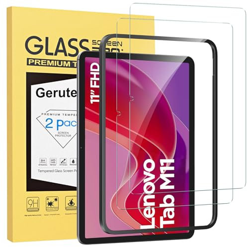 Gerutek [2 Piezas Protector Pantalla para Lenovo Tab M11 2024 11 Pulgadas, Cristal Templado para Lenovo Tab K11, con Marco de Instalación Fácil, Dureza 9H, Antiarañazos, Sin burbujas, HD Transparente