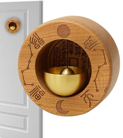 Shopkeepers Bell, Bagua Diagram Shopkeeper Door Chime, Wooden Brass Magnetic Doorbell Ring, Front Door Ornaments for Commercial Entry