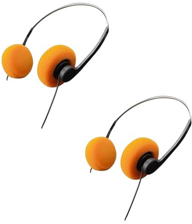 Retro Lightweight Earphones,Over-Ear Headphone,Vintage Feelings Underwire Headphones,Hi-Fi Stereo Earphone Headset,Headphone,for Most Mobile Phones Playback Pevices Headphones (2Pcs Orange)