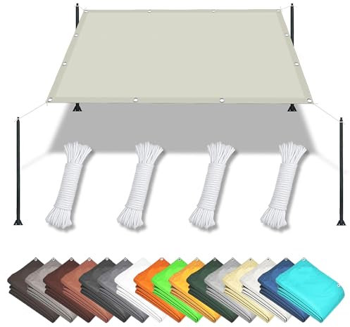 Filet d'ombrage 30 x 300 cm Anti UV Polyester Imperméable Ombrage Toile Ombrage Pergola avec Le Kit de Fixation Pare-Soleil Tissu pour Extérieur Jardin Terrass Balcon, Blanc cassé