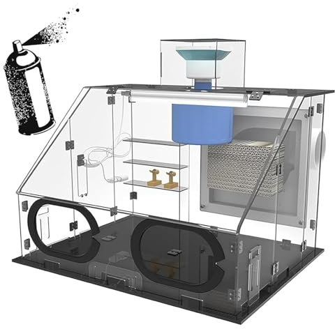 MTTXY Cabine de Peinture aérographe Portable pour maquettes, avec filtres, lumières LED et Support de Peinture pour maquettes, Loisirs créatifs et gâteaux,A