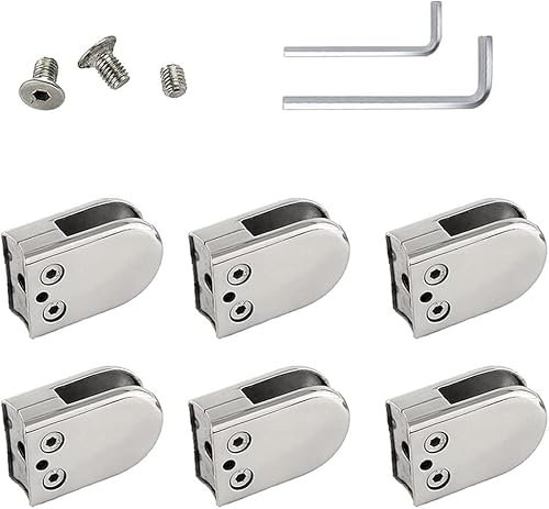 WUSHADEHANS Pinces à Verre, Pinces à Panneaux de Verre, Lot de 6 Pinces à Verre Rondes en Acier Inoxydable, réglables, Assorties
