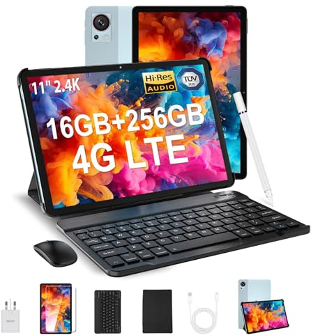 DOOGEE T30S 11 Inch Tablet with Keyboard, Android Tablets 16GB+256GB/1TB, Androids Tablet with SIM Card Slot Octa-Core 8580mAh Widevine L1 Bluetooth 5.0 WiFi Tablets 12 inch Android Mouse & Case-Blue