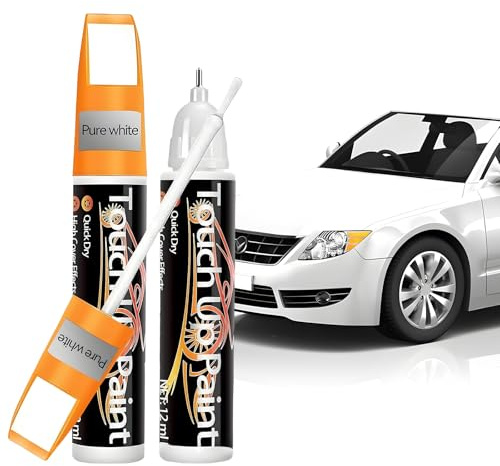 llikknve 2Pcs Touch Up Paint for Cars, Two-In-One Car Scratch Remover Pen, Compact Design, Color Matched, for Quick and Easy Repair of Minor Scratches, for Vehicles, Rims, and Car Scratches (White)