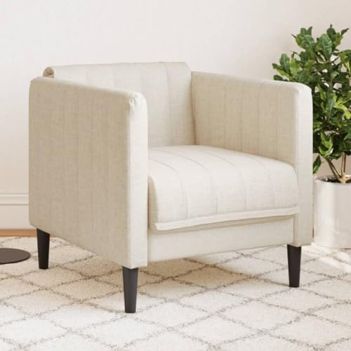 ROMHZKS Leinen Sessel mit dick gepolstertem Sitz, atmungsaktive Wohnzimmer Sitzgelegenheit für Entspannung und Fernsehen, modernes Design mit Stützbeinen, 110 kg Belastbarkeit
