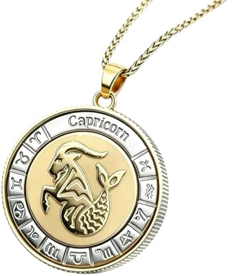 Capricorn Necklace Horoscope Gifts for Women Men, 18K Gold Silver Plated Tarnish Free Zodiac Pendant Necklaces, Ready-To-Gift for Wife Husband Girlfriend Boyfriend Mom Daughter Birthday Christmas Valentine Anniversary