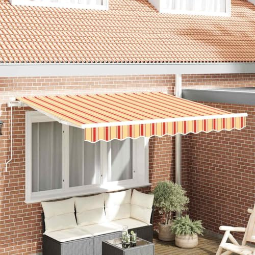 Owoxanthellate Markisen-Ersatzstoff 330 x 195 cm Mehrfarbig aus wetterfestem Polyester, inklusive Volant, Modernes Design, Robust und Langlebig für Balkon Terrasse und Garten