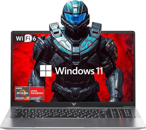 KAIGERR Nuovo laptop da gioco, laptop 2026 con AMD Ryzen 7 5700U (8C/16T, fino a 4,3 GHz), computer portatile SSD DDR5 512 GB NVMe da 16 GB, fino a 4 TB, display FHD da 15,6 pollici, WiFi 6