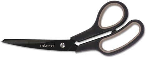 Universal UNV92022 8 in. Long 3.5 in. Cut Length Industrial Carbon Blade Scissors - Black/Gray Offset Handle