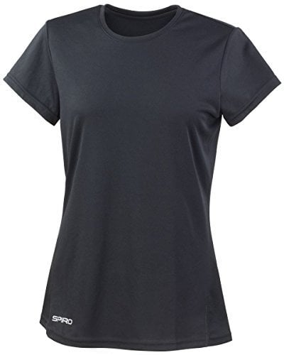 Spiro Womens/Ladies Sports Quick-Dry Short Sleeve Performance T-Shirt (XS) (Black)