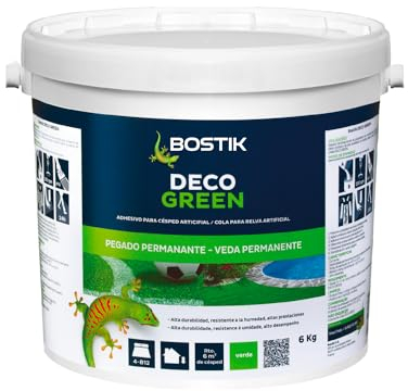 BOSTIK Deco Green Klebstoff für Kunstrasen, grün – permanent klebend, resistent gegen Feuchtigkeit und hohe Temperaturen, einfache Anwendung, auf großen Mengen von Untergründen, gebrauchsfertig, 6 kg