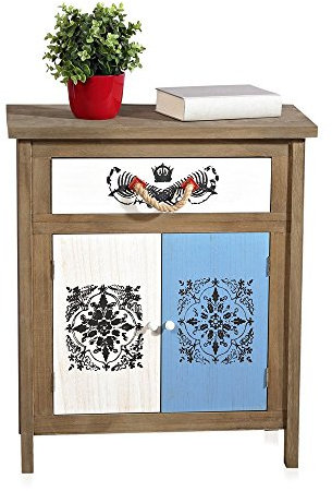 Melko Sideboard Used Look in braun/weiß 59,8 cm x 70,2 cm x 30 cm (B x H x T)