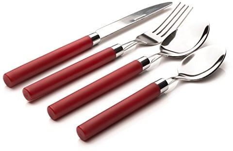 Sabichi Cutlery Set for 4 - Stainless Steel Knives, Forks, Spoons with Plastic Handles and Mirror Polished Tableware - Dishwasher Safe Set - Knifes and Forks and Spoons