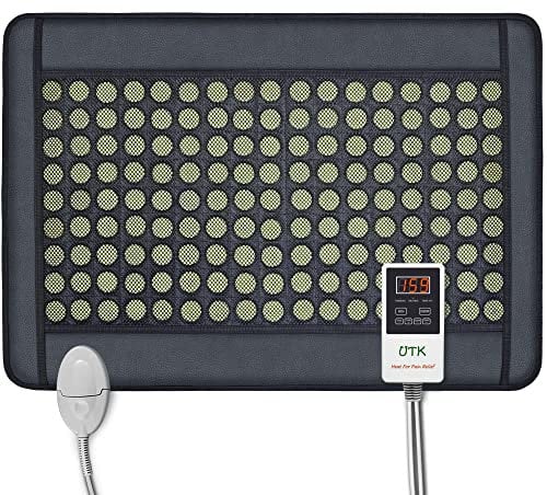 UTK Jade Far Infrared Heat Pad for Back Pain and Cramps Relief, Infrared Hot Therapy for Sciatica, Arthritis - Medium [21x31], 153 Jade Stones, Adjustable Temp, Auto Off and Travel Bag