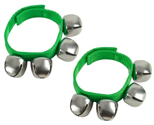 A-Star Wrist Jingle Sleigh Bells mit Nylonband – Paar – Grün