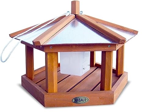 HABAU Vogelhaus Kohlmeiste aus Holz - Futterhaus zum Aufhängen mit Futtersilo