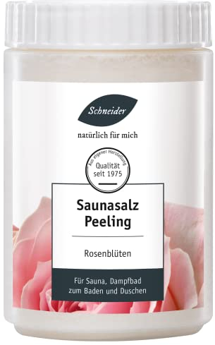 Saunabedarf Schneider - Saunasalz watteweich, Salinensalz Rosenblüten, für Sauna, Dampfbad, Infrarotkabine, Dusche 1000g