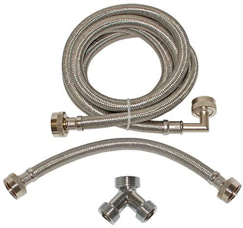 Eastman Steam Dryer Installation Kit, 3/4 Inch FHT Fill Hose, 90 Degree Elbow, 6 ft Braided Stainless Steel Hoses, 41025