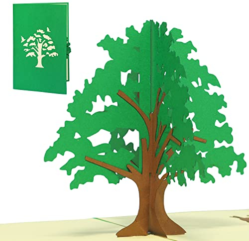 LINPOPUP®, LIN17183, Pop Up Karte Baum Natur 3D Glückwunschkarte Der Baum des Lebens grün, N50