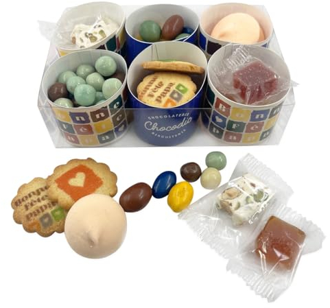 CHOCOLAT BONNE FETE PAPA PERE - COFFRET 6 TIMBALES - CHOCOLAT CADEAU BONNE FETE PAPA PERE
