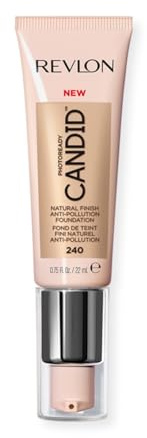 Revlon PhotoReady Candid Natural Finish Foundation, with Anti-Pollution, Antioxidant, Anti-Blue Light Ingredients, Natural Beige (240), 22 ml