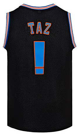 CNALLAR Herren Basketball Trikots Taz !# Space Movie Shirts, schwarz, X-Groß