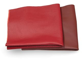 Lederstücke - Variierende Lederbündel in verschiedenen roten Farbtönen, Leder Zuschnitt, Extra Große Stücke, Hochwertig zum Nähen, Lederverarbeitung, Basteln, Beziehen, Deko, 1Kg - min. DIN A5