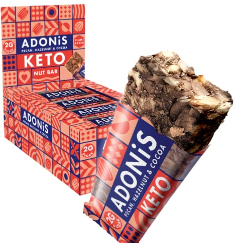 Adonis Pecan, Hazelnut & Cocoa Keto Bars (16x35g) | Vegan/Keto-Friendly | 100% Natural Keto Snacks | Gluten Free/Sugar Free/Palm Oil Free | Low Sugar, Low Calorie & Low Carb | Ideal for a Keto Diet