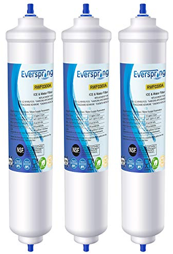 EVERSPRING Filtre à eau pour réfrigérateur Compatible Avec Samsung DA29-10105J, DA29-10105J HAFEX/EXP, DA99-02131B, WSF-100, EF9603, HAIER LG Réfrigérateur en ligne, 3 pièces.