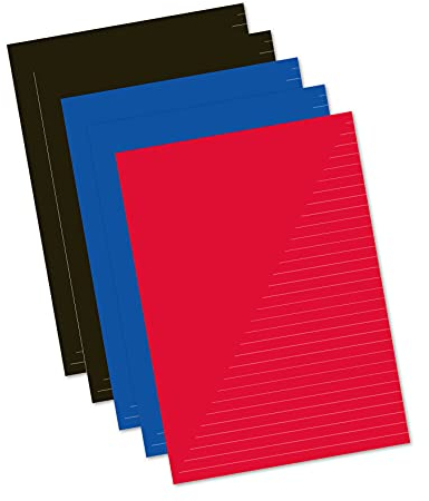 Kangaro Schulhefte A4 liniert 80 blatt sortiert 5er Pack, K-58331, Zwart/blauw/rood