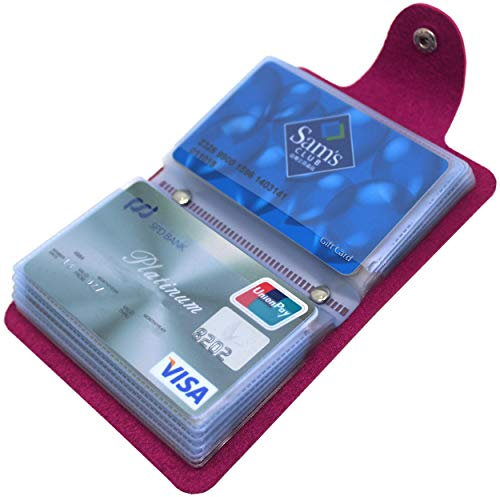 Mocasor Credit Card Holders for Women Men Bank Card Case (Rose Red)