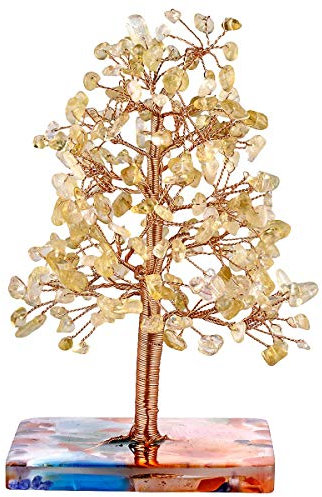mookaitedecor Natural Citrine Healing Crystal Tree Decoration, Tree of Life Feng Shui Money Tree Ornaments for Home Office