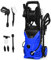 COSTWAY Nettoyeur Haute Pression 1500W 140Bar 300L/H avec avec 1 Buse Lotus et 1 Buse Haute Pression, Flexible 5 Mètres Roues et Poignée Centrale, Système de Connexion Rapide (Bleu)