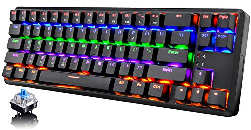 AK68 Ricaricabile Bluetooth Cablato/Wireless Dual-mode 60% Meccanico Blu Interruttore 18 LED Retroilluminazione Effetti Gaming Tastiera Compatta 68 Tasti Tipo C Portatile Anti-ghosting Tasti