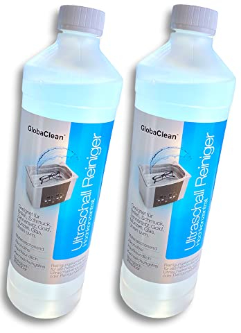 GlobaClean Ultraschallreiniger Konzentrat - Ultraschall Reinigungsmittel für Brillen, Schmuck, Zahnersatz, Werkstatt - Ultrasonic Cleaner (2x 1l)