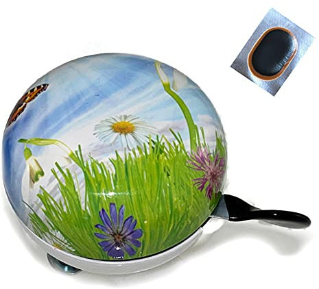 Ding Dong Fahrradglocke Schmetterlinge Blume Fahrradklingel Ø 60 mm inkl. 1 Schlauchflicken