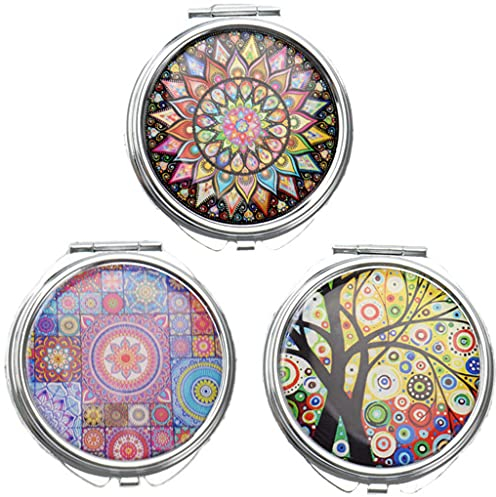 3 pcs Rund Metall Pillendose pill box,Reise Pillendose 3 Fächer Pillendöschen mit Spiegel Pillenetui Klein für Unterwegs Medizin Tablet Organizer Case Rund Pillenbox für Tägliche und Reise Verwenden