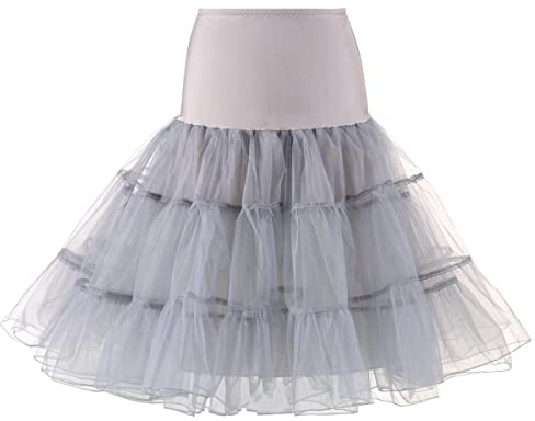 SSDH Jupe Jupon Années 50 Robe Rockabilly Jupons Crinoline pour Femmes S-2XL (Gris, XXL)