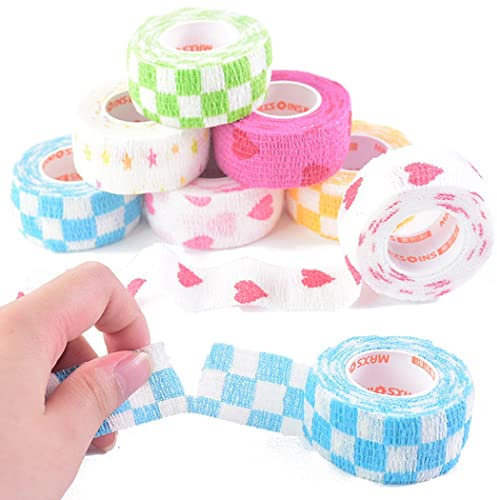 ZESLIV 10 Rollen Pflasterverband Schnellverband Fingerpflaster Wundverband Kinderpflaster Elastischer Fixierverband Selbsthaftende Bandagen Katzenpfotenabdruck Rosa 2,5cmx4,5m