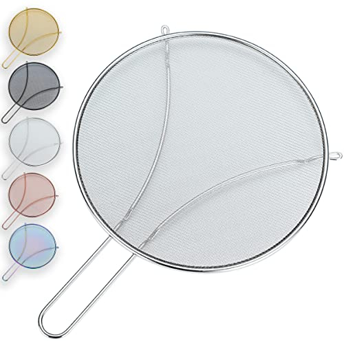 Evanda 30 CM Splatter Screen for Cooking, Stainless Steel Fine Mesh for Frying Pan, Grease Guard for Pan to Stop Hot Oil Splatter, Protect The Skin from Burns, Safe Cooking Lid
