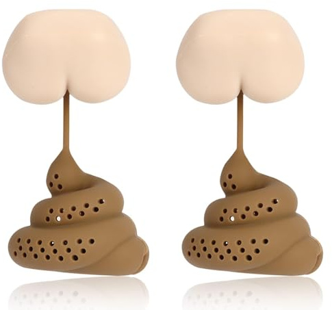 2 Stück Silikon Tee Infuser für losen Tee, Poop Silikon losen Blatt Tee Siebe Nette Tee Siebe für losen Tee Lustiger Witz