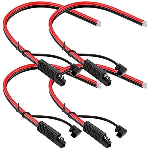 GTIWUNG 4 Stück SAE Anschlusskabel 12AWG, SAE Verlängerungskabel, SAE Stecker, 2 Pin Einzelstecker Schnellkupplung Trennstecker SAE Auto Verlängerungskabel für Motorräder, Autos, Traktoren