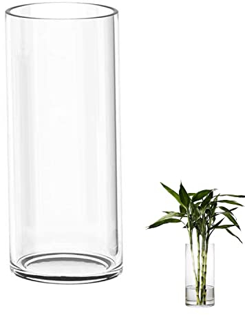 TSKDKIT Jarrón De Cristal Cilíndrico, Jarrones De Cristal, Florero De Vidrio De 35cm De Alto Florero Tubular Transparente para Decoración Moderna De Flores, para Estante De Mesa De Oficina En Casa