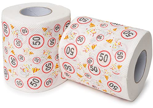Happy Birthday Toilet Paper, for The 50th Birthday, 2 Rolls, Party Decoration and Gift Packaging, Funny Motto Toilet Paper, Fun Toilet Paper, Toilet roll Gift Item, Birthday Toilet Decoration