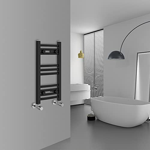 Warmehaus Curved Bathroom Heated Towel Rail Ladder Radiator Black 600x300mm