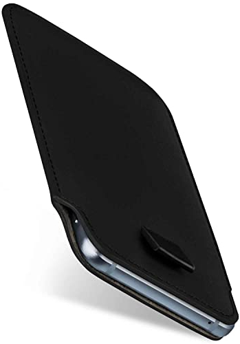 moex Slide Case für LG G8s ThinQ Hülle zum Reinstecken Ultra Dünn, Holster Handytasche aus Vegan Leder, Premium Handyhülle 360 Grad Komplett-Schutz mit Auszug - Schwarz
