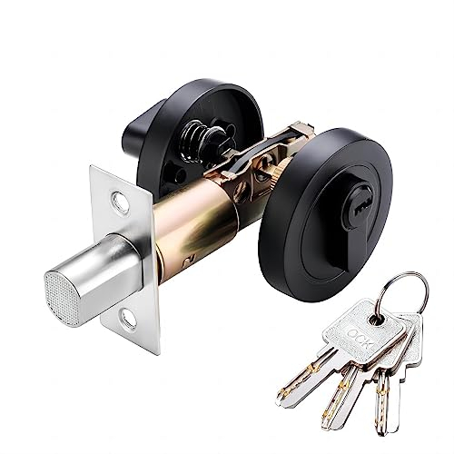 Qrity 1 Pieza Cerradura de Cilindro Simple, Cerradura de Cilindro Redondo con Llave, Cerraduras de Puerta Modernas, Cerradura de Puerta Invisible para Puerta Principal, Puerta de Entrada