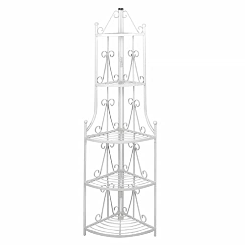 JUNZAI Pflanzentreppe Blumenregal Standregal Eckregal Blumentreppe, Pflanzentreppe Outdoor, Kräutertreppe, Blumenständer, Blumenleiter Draußen, Kräutertopf Garten, Stahl weiß
