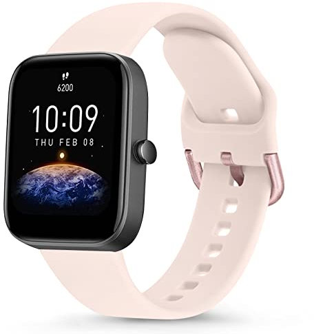 Mugust 20mm Cinturino per Amazfit Bip U Pro/Bip U/Bip/Bip Lite/Bip S/Bip S Lite/Bip 3/Bip 3 Pro, Cinturino Silicona di Ricambio Compatibile con Amazfit GTS 2 Mini/Amazfit GTS 4 Mini Cinturino (Rosa)