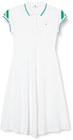Tommy Hilfiger Damen Polokleid Knielang, Weiß (Th Optic White), S